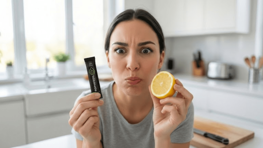 chica tomando prophenoil y limon